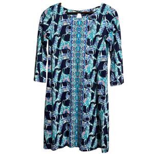 Lilly Pulitzer Bay Alpaca My Bags LLama Navy Blue Pima Cotton Dress XS